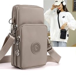 Vrouwen mobiele telefoon tas nylon cel munt portemonne riem schouder kleine crossbody tassen voor portemonnee reizen 240423