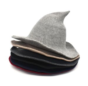 Chapeau de sorcière moderne en laine pour femmes, Costume pliable, pointu, tricoté en feutre, chapeaux de fête d'halloween, chapeau chaud, Cap8277287