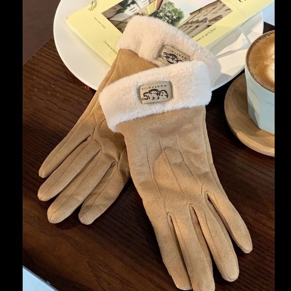 Gants de moto en peau de mouton pour femmes, brillants, chauds, à la mode, coupe-vent, antigel, cinq doigts, nouvelle collection, imperméable, velours, thermique, avec boîte