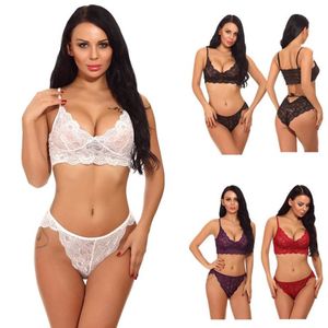 Dames veelkleurig S-XXL pure bloemenkant en mesh hoge taille verstelbare spaghettibandjes bralette en panty set sexy ondergoed Ling255v