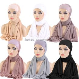 Femmes musulmanes hijab lacet up écharpe crêpe turban chapeau islamic châles enveloppent le bonnet amira capichaterf bandana bandana bande turbante mujer
