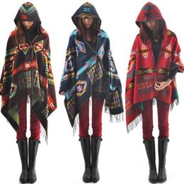 Vrouwen Nationale Stijl Sjaals Wrap Oversized Check Sjaal Cashmere Sjaal Winter Draag Geometrie Dekens Mode Gratis Verzending