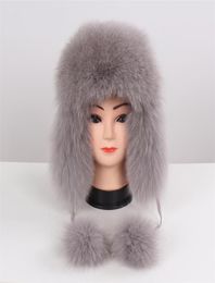 Vrouwen natuurlijke bont Russische ushanka hoeden winter dik warme oren mode bommenwerper hoed vrouwelijke echte echte caps 2010194697476