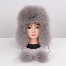 Femmes naturel fourrure russe Ushanka chapeaux hiver épais chaud oreilles mode Bomber chapeau femme véritable véritable casquettes 201019241h