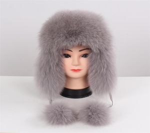 Vrouwen natuurlijke bont Russische ushanka hoeden winter dik warme oren mode bommenwerper hoed vrouwelijke echte echte caps 2010194640478