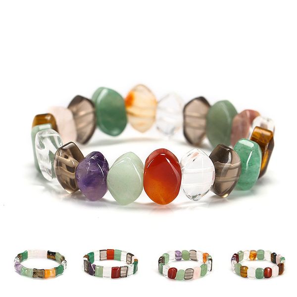 Femmes brins naturel mélange pierre Bracelet Quartz fumé couleur pierre perles bijoux faits à la main en gros cadeau 10x14mm