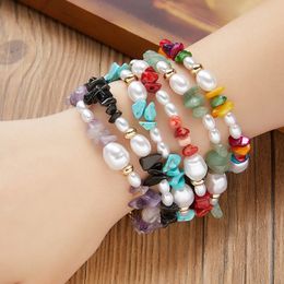 Vrouwen natuursteen gesimuleerde parelarmband sieraden mode Boheems handgemaakt strand onregelmatige kralen kraag armband cadeau