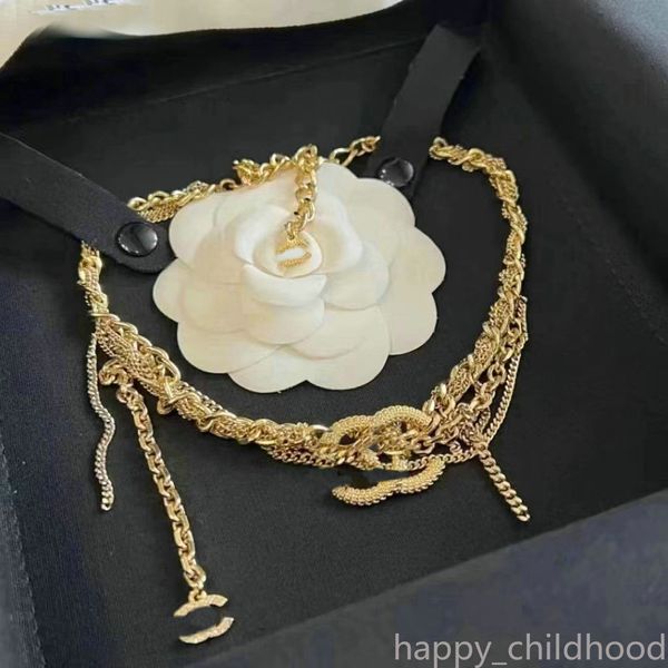 Collar de mujer Gargantilla Cadena Letra 18K Chapado en oro Borla Collares Collar de diseñador Colgante Accesorios de joyería