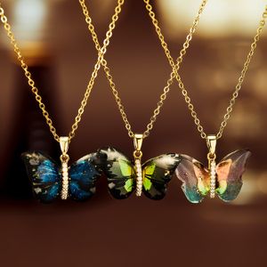 Vrouwen kettingontwerper ketting kettingen roestvrijstalen koperen vlinderpendans dames kettingen mode sieraden diamanten hanger hoge kwaliteit