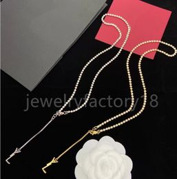 Collier femme Long lettre pendentif collier chaîne strass collier de créateur accessoire de mode bijoux femmes marque de luxe pendentif collier bijoux cadeau