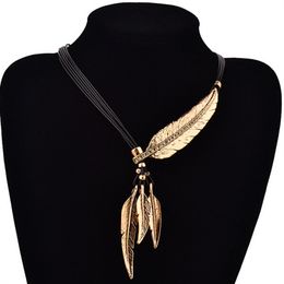 Collier bohème pour femmes, nouvelle mode en alliage de plumes, Antique, Vintage, chaîne de pull, pendentif, bijoux cadeaux