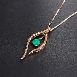 Vrouwen kettingen Europese en Amerikaanse stijl mode -sieraden Emerald Full Diamond Water Drop Pendant Rose Gold vergulde sleutelbeen ketting Huwelijksfeest Geschenk