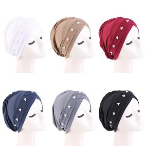 Vrouwen Nieuwe Kralen Moslim Tulband Hijab Caps Afrikaanse Headwrap Dames Head Wraps India Hoed Femme Musulman Turbante Mujer