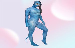 Femmes New Blue Avatar Couple Sexy Jumps Stretch Prom Prom Party Luxurious Stage Tentime Nightclub Show Costume Performing Halloween13016801