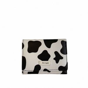 Vrouwen Nieuwe Fi Wallet PU Leer Carto Cow Cattle Short Ladies Multi-Card Slot Coin Portemones Student Cute Triple Fold Wallet F4yn#