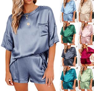 Vrouwen Nieuwe Satin Silk Pyjamas Ladies Home Suits onregelmatige pyjama's Set Nightwear Two -Piece Set Lingerie Verano Mujer7448206