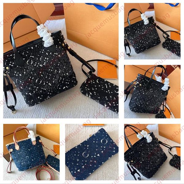 Femmes nf sac fourre-tout 2-pc ensemble sac à main Denim panier composite sacs designer paquet sous les bras 4A portefeuille axillaire épaule bandoulière Hobo sac à main dhgate Sacoche