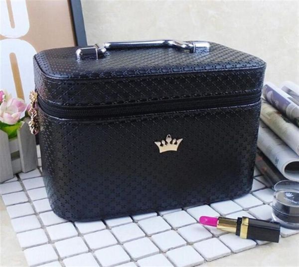 Femmes noble couronne grande capacité étui de maquillage professionnel organisateur de haute qualité sac cosmétique Portable brosse boîte de rangement valise2303647561