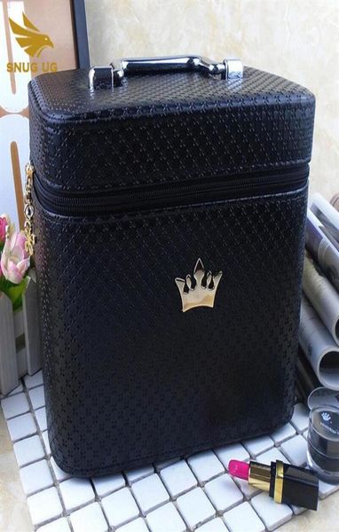 Femmes noble couronne grande capacité étui de maquillage professionnel organisateur de haute qualité sac cosmétique Portable brosse boîte de rangement valise2301699457