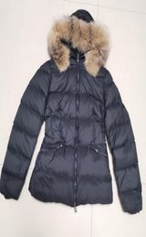 Vrouwen nylon short down jas mentale ritszakken riemthick warme jas klassieke ontwerper lady fur kap long winter outswear2568814