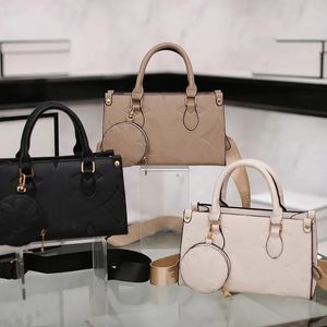 Femmes en déplacement East West Onthego Totes Sacs PM Monogrammes Sac fourre-tout à gaufrage inversé avec porte-monnaie rond Designer Sac à main de luxe Sacs à bandoulière