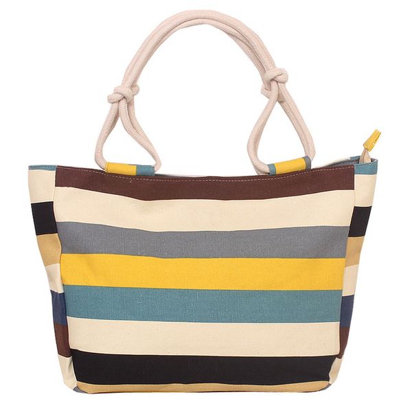 Femmes une épaule sac à provisions Grande capacité Matériel de toile de haute qualité Vente en gros de sacs de mode Sac à main Stripes Tote Flower design CVR32