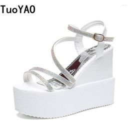 Vrouwen Open Buckle Toe Summer Sandals Designers Gladiator Riemschoenen Sexy 12 cm hoge hakken Sandaal Casual vrouw Wedges 2024 4 52