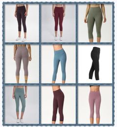 tenue de femme yoga capri sans couture leggings pour femmes costume pantalon court taille haute sport fileté soulevant les hanches vêtements de sport élastique Fi3678982