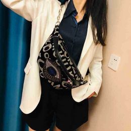 Vrouwen Oxford Rhinestone Taille Bag vrouwelijke mode grote capaciteit alfabet graffiti borstpack portemonnee bum riemtas 220809