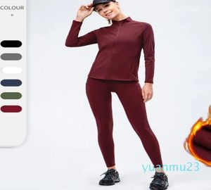 Costume de Yoga rembourré pour femmes, veste de Fitness chaude et debout, sans ligne embarrassante, taille haute, serré, deux pièces, sport