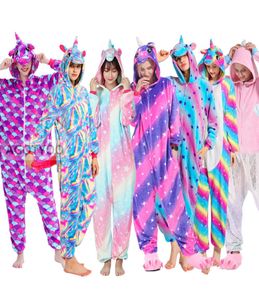 Vrouwen pyjamas pyjamas volwassenen flanel slaapkleding huiskleding kigurumi eenhoorn steek panda tijger cartoon dier pyjama sets pijama's 2016750518