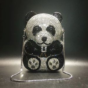 Femmes Panda Shape Crystal Sofing Sac Per perle Claquettes Lady Mariage Mariage Righestones Sac à main