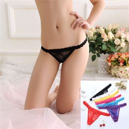 Vrouwen slipjes slips bowknot sexy kanten lingeries transparant lage taille ondergoed t onderbroek mujeres ropa interieur drop -schip