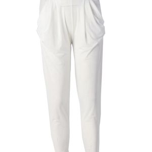Femmes pantalons style décontracté pleine longueur maigre couleur unie haute taille élastique plissée viscose mode harem 210522