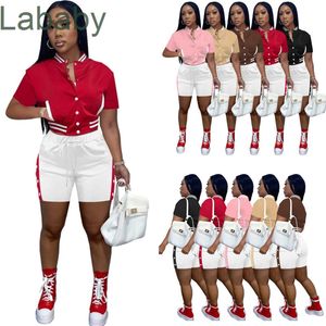 2022 Designer Femmes Survêtements Survêtement Ensemble 2 Pièce Pantalon Ensemble À Manches Courtes Varsity Veste Blanc Short Baseball Costume