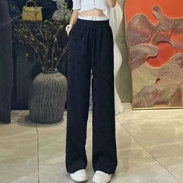 Pantalones de mujer pantalones de diseño patrón de letra de moda pantalones casuales con acolchado pantalones rectos de cintura alta