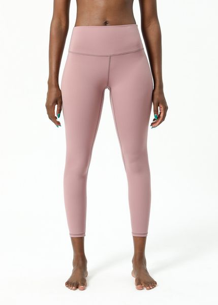 Pantalones de mujer SIN bolsillo Pantalones de yoga recortados Leggings de fitness Medias Cintura alta Correr plano Entrenamiento largo Ropa de gimnasia Ropa deportiva Legging flaco La mujer puede usar para trabajar