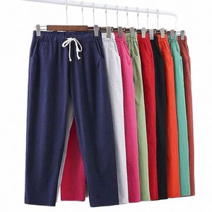 Pantalon femme Printemps Eté Casual Sarouel Cott Taille élastique Sarouel Longueur Cheville Pantalon de haute qualité pour Femme ladys 19SQ #