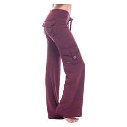 Pantalon à jambes larges et élastiques pour femmes, jogging doux, sport, cordon de serrage, survêtement droit