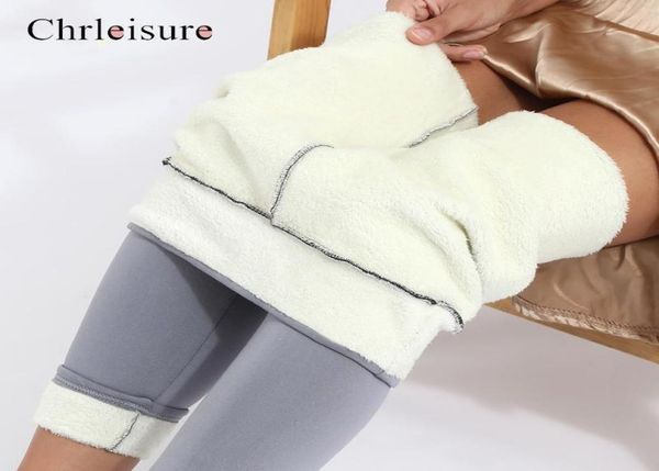 Pantalones de mujer Legging de terciopelo grueso de invierno cálido Leggings negros de cintura alta Pantalones gruesos de lana de cordero de compresión Pantalones resistentes al frío 22032507250