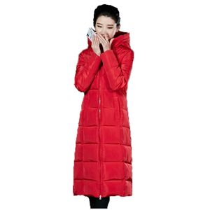 femmes parka manteau jaune rouge gris M-6XL plus la taille veste hiver coréen à capuche mode lâche longue chaleur vêtements LR495 210531