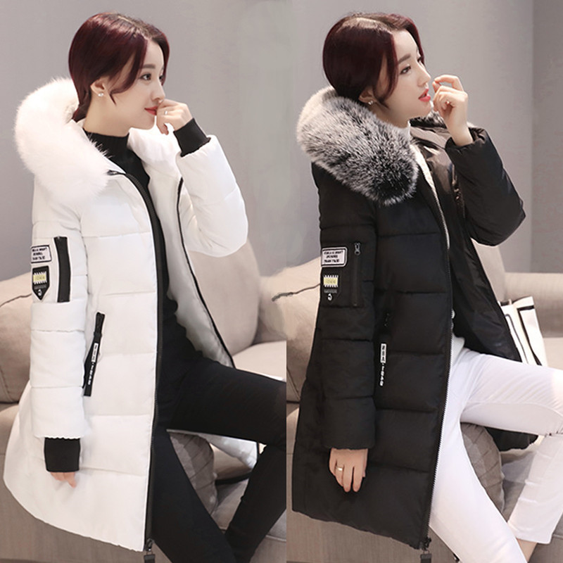 Women Parkas Winter Ladies Casual Long Coats Hooded Fur Collar Cotton Jackets Warm Coat Outwear