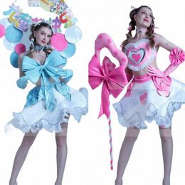 Femmes Party Gogo Costume Mignon Bleu Rose Cuir Top Tutu Jupe Jazz Dance Vêtements Rave Outfit Stage Performance Wear XS6433 B8To #