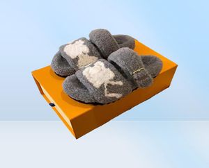 Femmes Paseo Comfort Slippers Plux Sherpa Fleece Sandale Designer Luxury Chaussures en laine d'hiver chaude Fashion Paris Vintage Boucle de boucle
