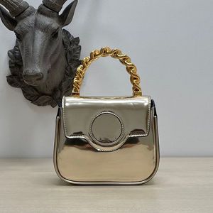 Bolsos de charol para mujer Bolsos de cadena gruesa de alta calidad Tarjetero con solapa Carteras Monedero Bolsos de mano de cuero real Cabeza de metal Reina Hebilla magnética