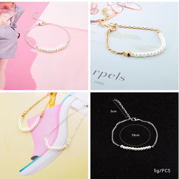 Bracelets de perles pour femmes, nouveaux bracelets de perles simples faits à la main, chaîne en or et argent, bijoux cadeaux pour femmes et filles