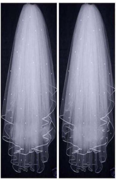 Femmes Perles Tulle Court Voiles De Mariée Bord De Ruban Blanc Ivoire Super Glitter Perle 3 Couches Voile De Mariage Accessoires De Mariée Longueur 22466266