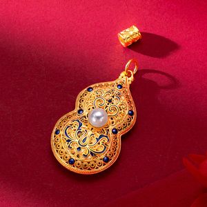 Femmes pendentif chaîne gourde en forme de mode bijoux cadeau véritable couleur or 18 carats solide filigrane accessoires cadeau de mariée