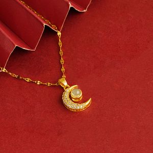 Dames hangdoekketen maanvormige mode vrij echt 18k geel goud gevuld klassiek dame sieraden cadeau