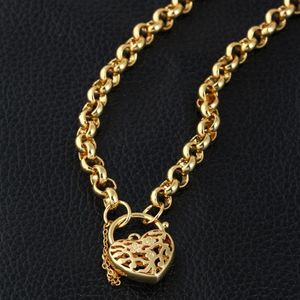 Collier pendentif en or jaune 18 carats pour femmes, chaîne remplie de cadenas en forme de cœur, bijoux cadeau de haute qualité, poli 245C